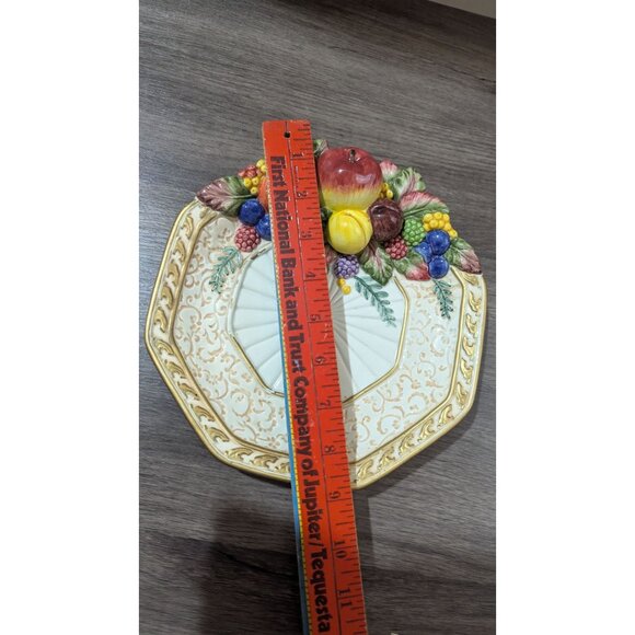 Fitz & Floyd Venezia ceramic Canape Plate With Fruit Motif - Picture 7 of 8